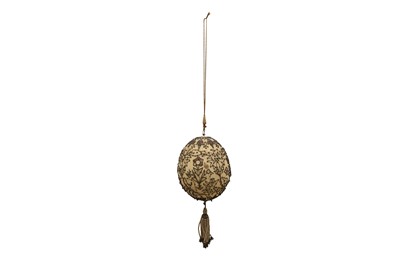 Lot 473 - AN OTTOMAN SUSPENSION ORNAMENT WITH OSTRICH EGG