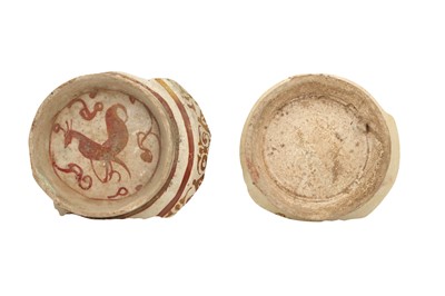 Lot 545 - TWO SHARDS OF COPPER LUSTRE-PAINTED POTTERY BOWLS