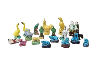 Lot 515 - A GROUP OF CHINESE GLAZED BISCUIT FIGURES