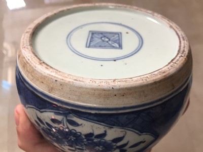 Lot 30 - A CHINESE BLUE AND WHITE BOWL AND AN INKSTONE