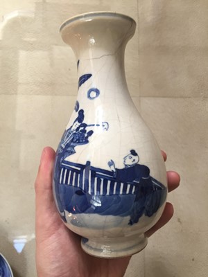 Lot 163 - THREE CHINESE BLUE AND WHITE SOFT-PASTE PORCELAIN ITEMS