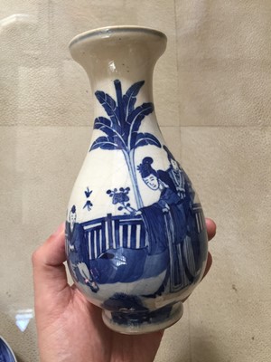 Lot 163 - THREE CHINESE BLUE AND WHITE SOFT-PASTE PORCELAIN ITEMS