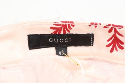 Lot 12 - Gucci Cream Denim Floral Kickflare Jean - Size 40