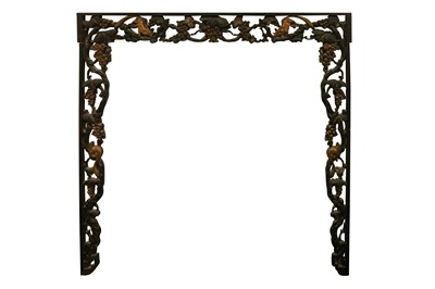 Lot 164 - AN EAST ASIAN CARVED, EBONISED AND PARCEL GILT WOOD ARCH, EARLY 20TH CENTURY