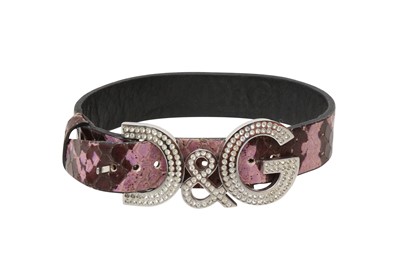 Lot 44 - λ Dolce & Gabbana Purple Python Logo Bracelet
