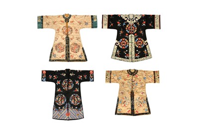Lot 368 - A GROUP OF FOUR CHINESE EMBROIDERED SILK ROBES