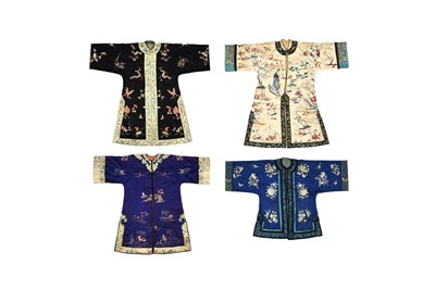 Lot 369 - A GROUP OF FOUR CHINESE EMBROIDERED SILK ROBES