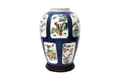 Lot 545 - A CHINESE POWDER-BLUE FAMILLE-ROSE JAR