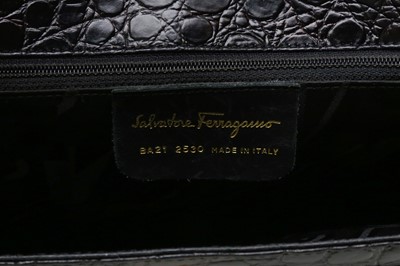 Lot 237 - Salvatore Ferragamo Black Vara Croc Tote