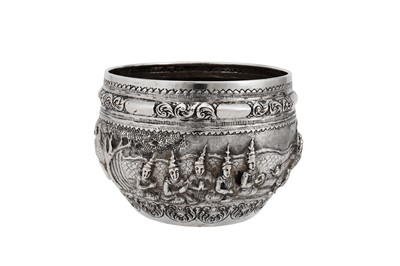 Lot 377 - A mid-20th century Burmese silver unmarked silver bowl, Lower Burma circa 1950