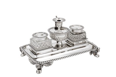 Lot 664 - A George III sterling silver double inkstand or standish, London 1813 by Joseph Craddock & William Ker Reid