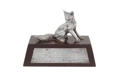 Lot 348 - An Elizabeth II sterling silver model of a fox, London 1965 by H & W Ltd