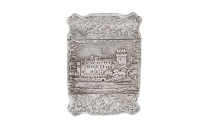 Lot 322 - A Victorian sterling silver ‘castle top’ card case, London 1840 by Taylor and Perry