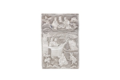 Lot 414 - A mid-19th century Chinese Export silver card case, Canton circa 1850 marked for Cut Shing