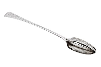 Lot 520 - A George III sterling silver straining spoon, London 1785 by Richard Crossley