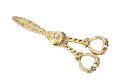 Lot 519 - A pair of Victorian sterling silver gilt cast grape scissors, London 1854 by Thomas Henry Francis & Frederick Francis