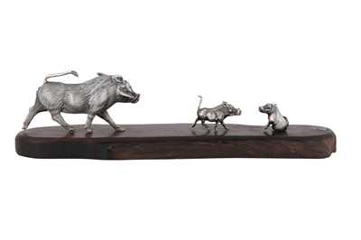 Lot 340 - A contemporary Zimbabwean model of a warthog family, Harare by Patrick Mavros