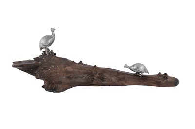 Lot 339 - A contemporary South African silver model of two guinea fowls, Zimbabwe, by Patrick Mavros