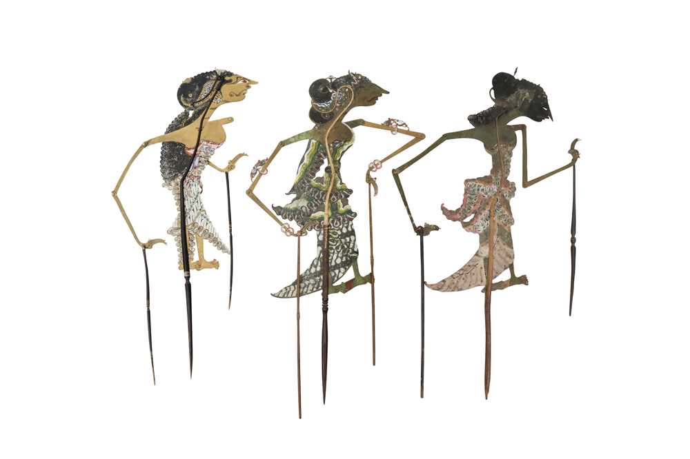Lot 558 λ THREE INDONESIAN WAYANG KULIT FIGURAL