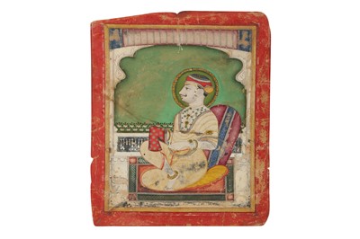 Lot 342 - A PORTRAIT OF AN INDIAN RULER READY FOR PUJA