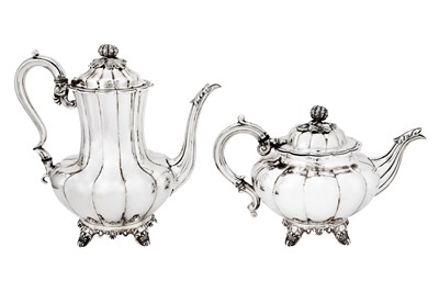 Lot 410 - A closely matched Victorian sterling silver four-piece tea and coffee service