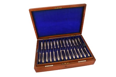 Lot 309 - A cased George III silver handled table knife set, London circa 1770 by WP