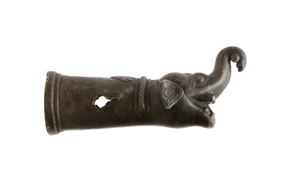 Lot 383 - AN INDIAN ELEPHANT-HEADED BRONZE FINIAL