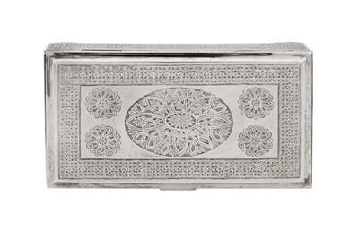 Lot 141 - A late 20th century Persian (Iranian) 840 standard silver cigarette box, Tabriz 1967-79