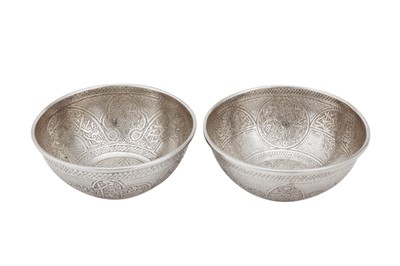Lot 146 - A PAIR OF EARLY 20TH CENTURY EGYPTIAN 900 STANDARD SILVER BOWLS, CAIRO 1924-25