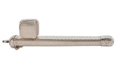 Lot 190 - A SILVER DIVIT (PEN CASE) WITH INKWELL