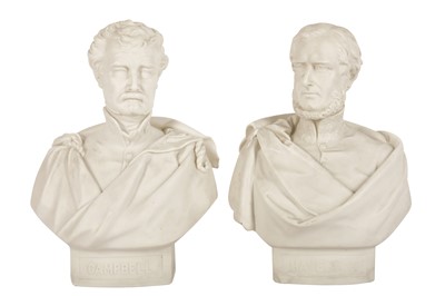 Lot 685 - A PAIR OF PARIAN BUSTS CIRCA 1858, SIR COLIN CAMPBELL AND SIR HENRY HAVELOCK