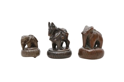 Lot 335 - THREE INDIAN BRONZE MEASURING WEIGHTS
