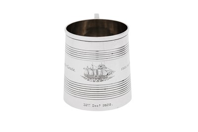 Lot 585 - Maritime interest – A Victorian sterling silver christening mug, London 1869 by Henry Holland