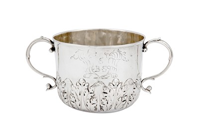 Lot 728 - A Charles II sterling silver porringer, London 1680, by IA possibly for John Archbold (free. 2 July 1673, d. 1701)