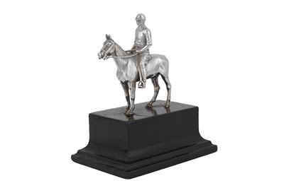 Lot 347 - A George V sterling silver model of a jockey on horseback, London 1913