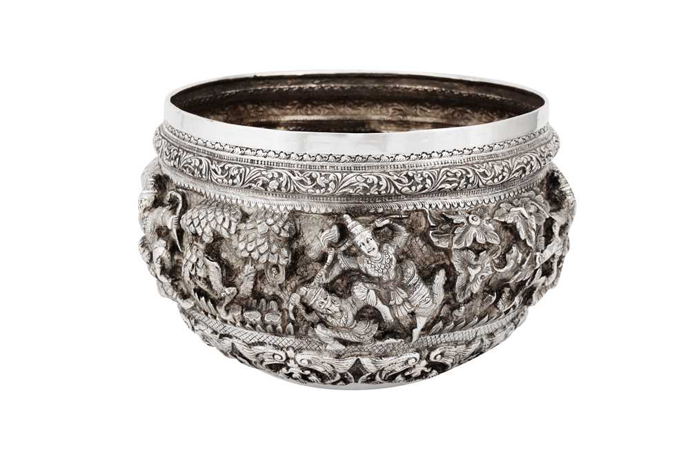Lot 130 - A mid-20th century Burmese unmarked silver bowl, Rangoon circa 1950