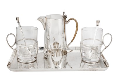 Lot 549 - A Victorian sterling silver lemon tea set on tray, Birmingham 1891 by Hukin and Heath