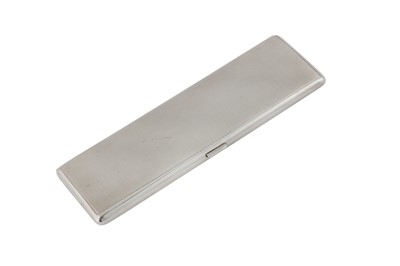 Lot 305 - An Edward VIII sterling silver gilt and guilloche enamel long cigarette case, Birmingham 1936 by Beddoes & Co