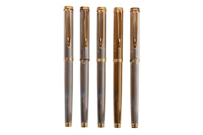 Lot 10 - GROUP OF 5 CASED IDEAL SILVER AND GILT FOUNTAIN PENS