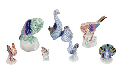 Lot 105 - A GROUP OF HEREND FISHNET PORCELAIN ANIMALS