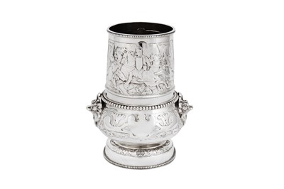 Lot 600 - A good Victorian sterling silver claret or wine drinking set, London 1877 by Elkington and Co