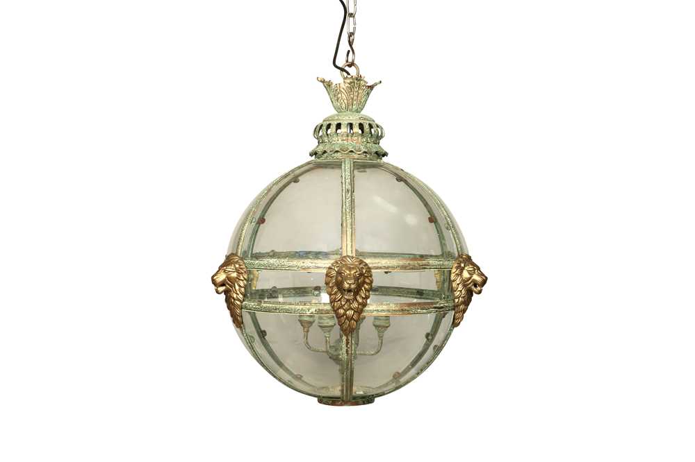 Lot 304 - PURE WHITE LINES, A LARGE VERDIGRIS LEONE LANTERN