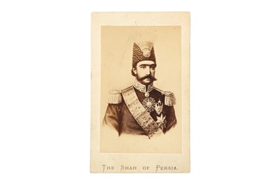 Lot 448 - A CARTE DE VISITE ALBUMEN PRINT PORTRAIT OF NASIR AL-DIN SHAH QAJAR (R. 1848 - 1896)