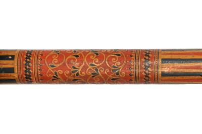 Lot 270 - TWO SINHALESE POLYCHROME-PAINTED AND LACQUERED BOWS