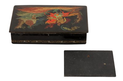 Lot 127 - RUSSIAN LAQUER BOX ALONG WITH LAQUERED PANEL