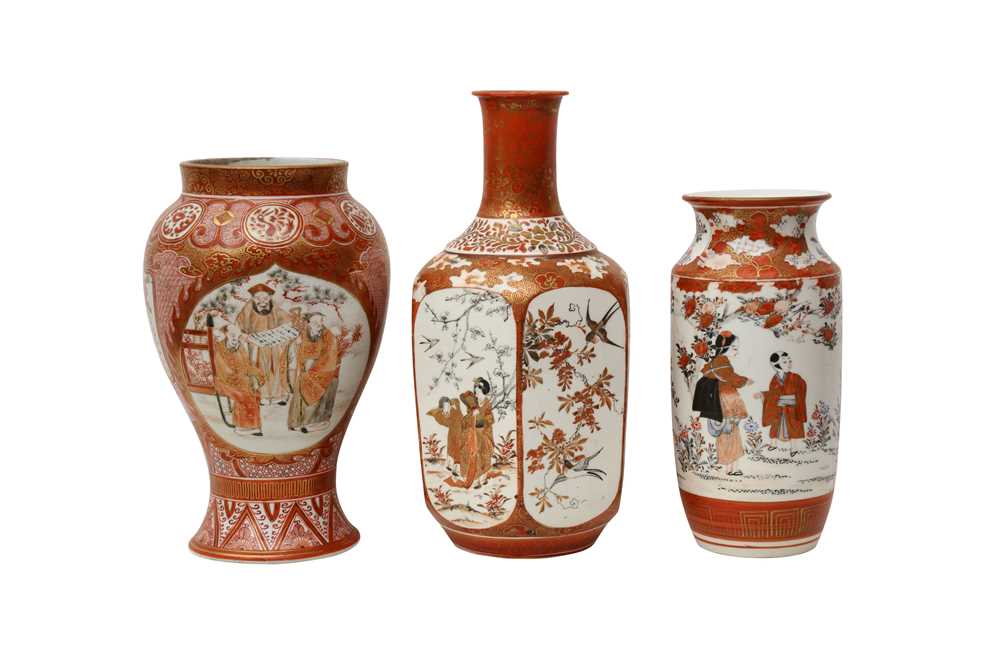 Lot 620 - THREE JAPANESE KUTANI VASES