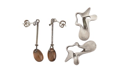 Lot 23 - TWO  PAIRS OF EARRINGS BY GEORG JENSEN