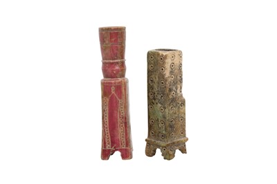 Lot 549 - A PAIR OF CARVED BONE COSMETIC BOTTLES