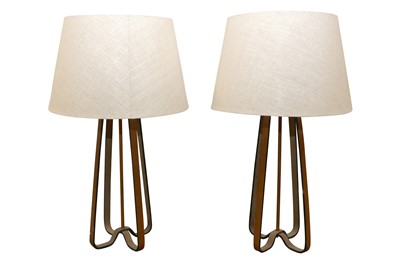 Lot 295 - OKA; A PAIR OF CONTEMPORARY SKENFRITH TABLE LAMPS