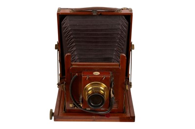 Lot 7 - Thornton & Pickard Wood & Brass Half Plate Field Camera with tripod and another folding camera